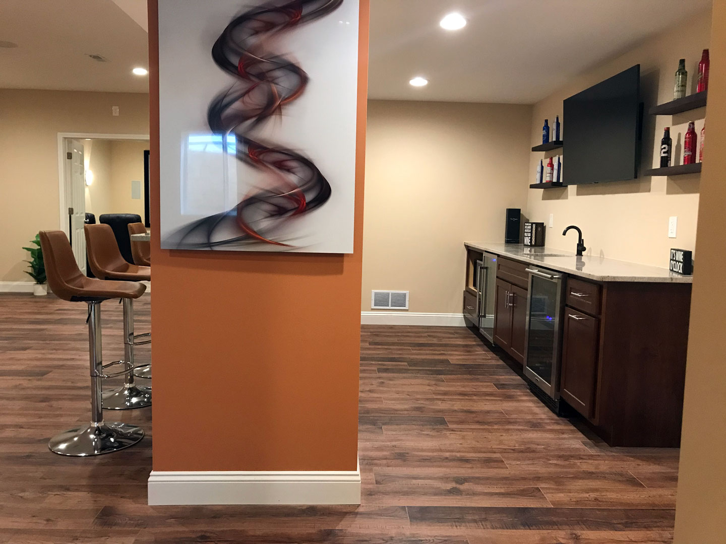 Finished basement bar