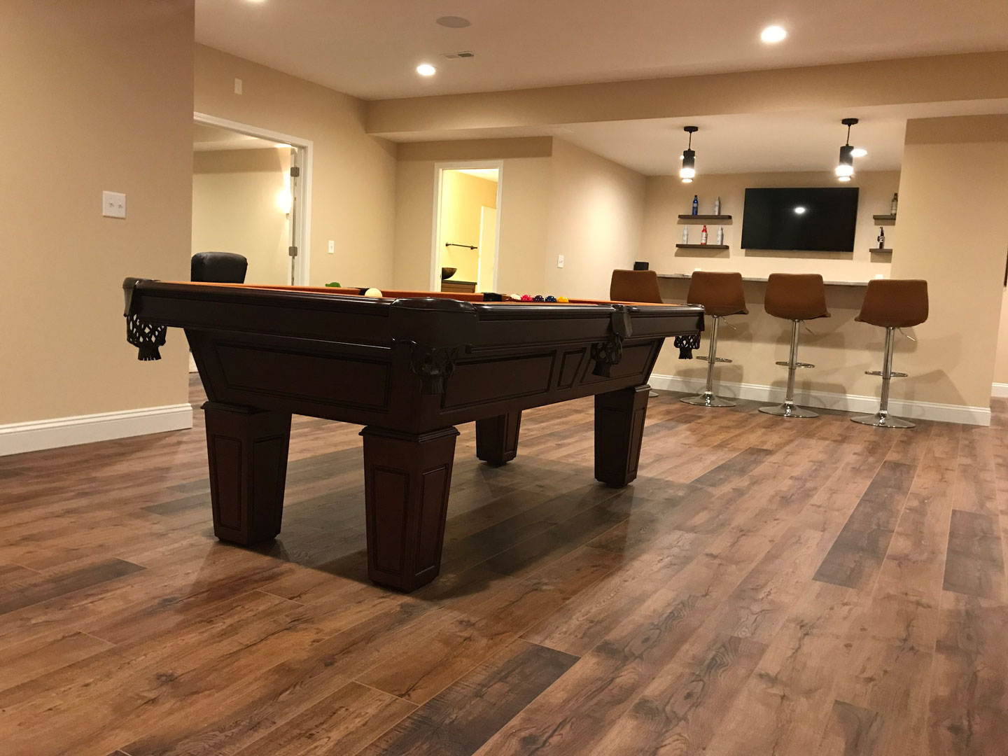 Finished basement with bar