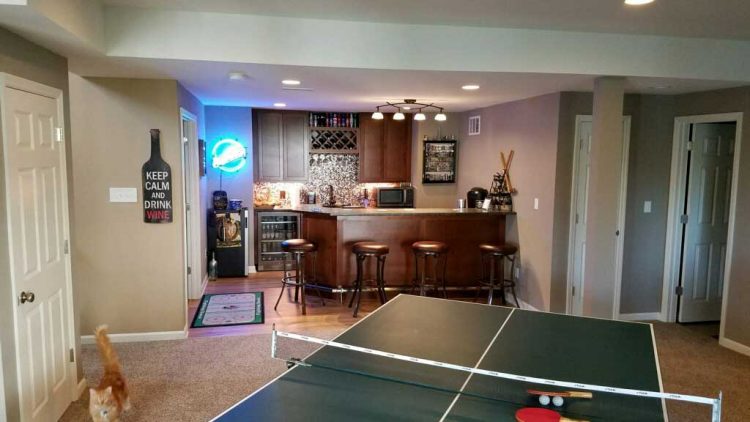 Finished basement with bar